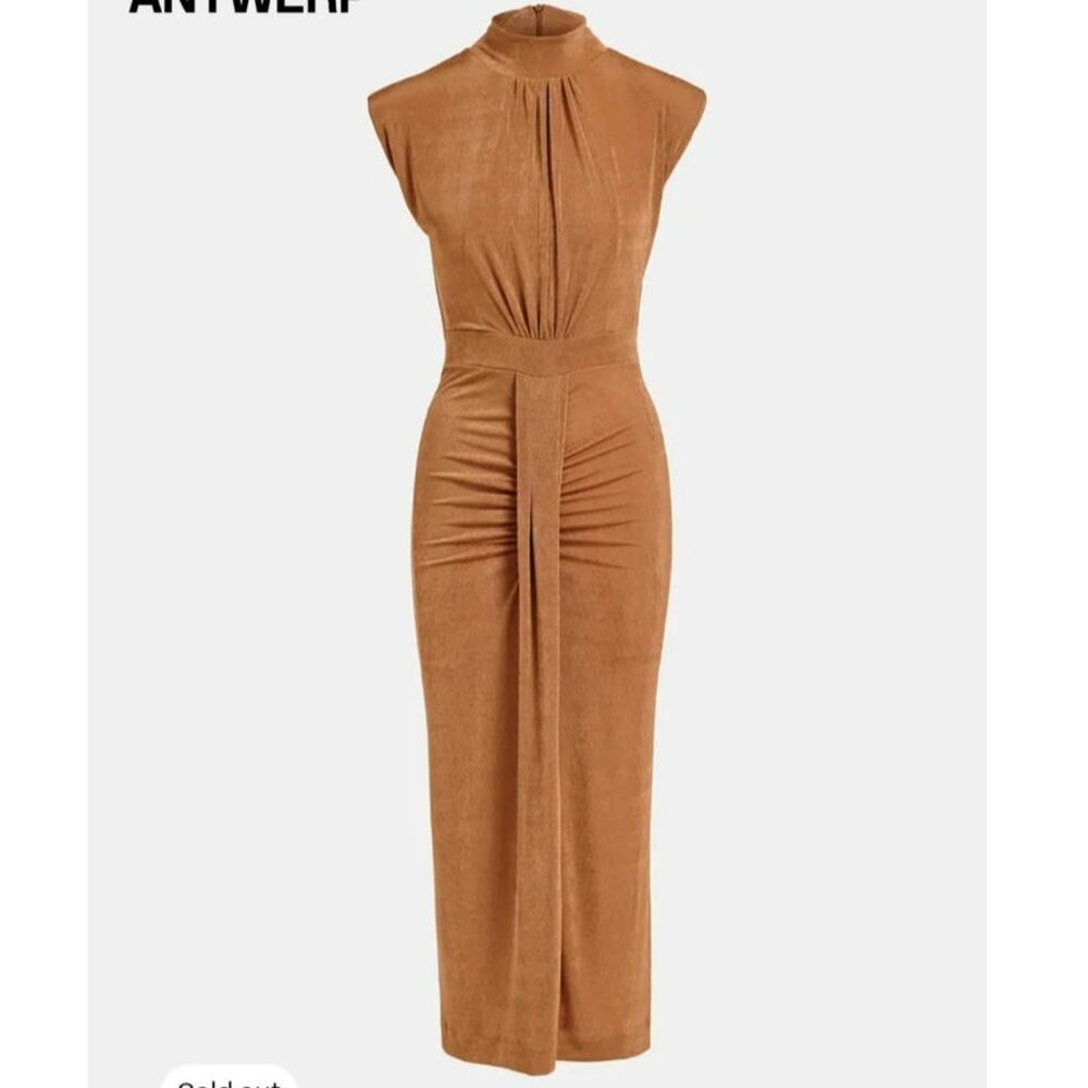 Essentiel Antwerp Encona Camel Jersey Midi Dress Size 2 (US 6)